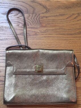 Vintage Furla Metallic Leather Crossbody Clutch Y2K Italian Designer Bag
